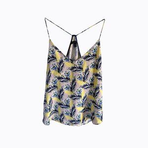 J.Crew Pink Floral Silk Cami Top 4 V-Neck Racerback Cream 90s Y2K Hawaiian Print